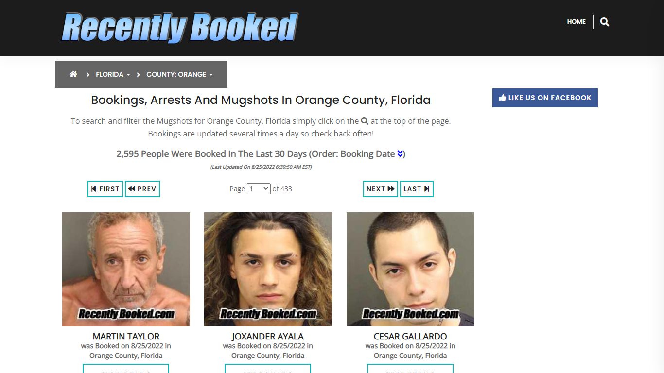 Recent bookings, Arrests, Mugshots in Orange County, Florida